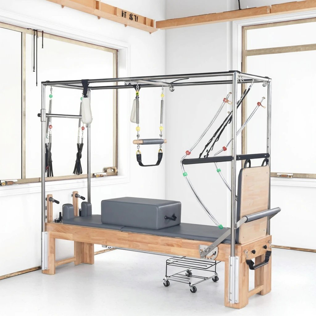 H1dd33b5f41cf4d1aba2f639b0f9d6610z Maple Cadillac Pilates Reformer 3-in-1 Eco-Friendly Home Gym - Image 1