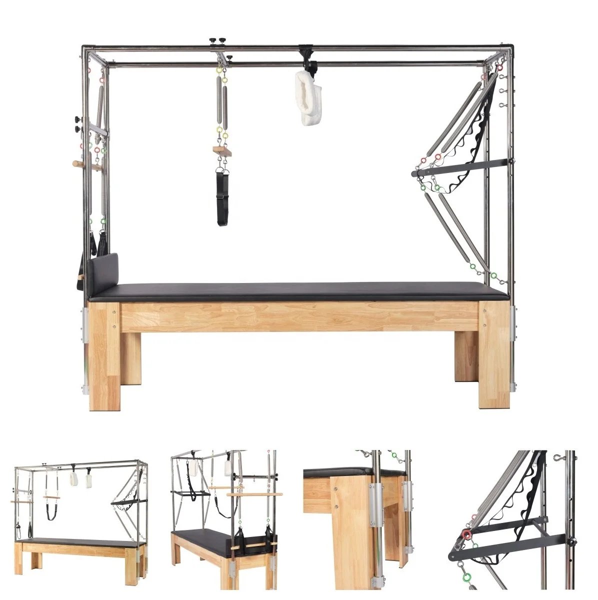 Hb4d549921e1e4f3096b7f8dc1c591a0eH Durable Oak Cadillac Bed Adjustable Yoga Pilates Equipment - Image 1