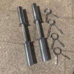 Silver Steel Barbell Bar 220cm Adjustable Dumbbell Bar Home Gym - Image 6