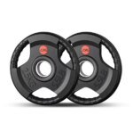 3-hole Black Rubber Coated Gym Bumper Plate - Image 3