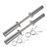 Silver Steel Barbell Bar 220cm Adjustable Dumbbell Bar Home Gym - Image 3