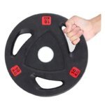 Gym Equipment Three Holes Black Rubber Weight Plate