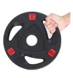 Gym Equipment Three Holes Black Rubber Weight Plate