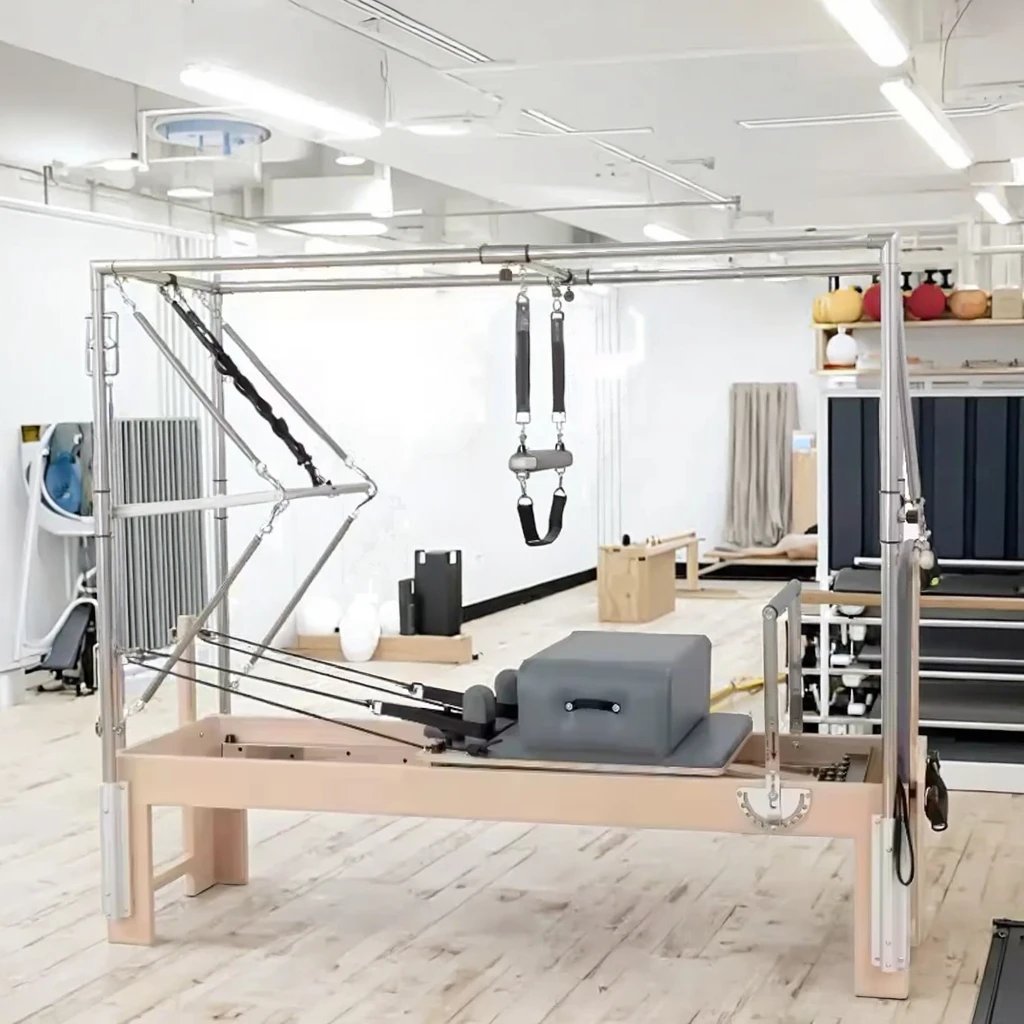Pilates Cadillac Reformer 3-in-1 Maple Wood with Adjustable Resistance for Studio Use