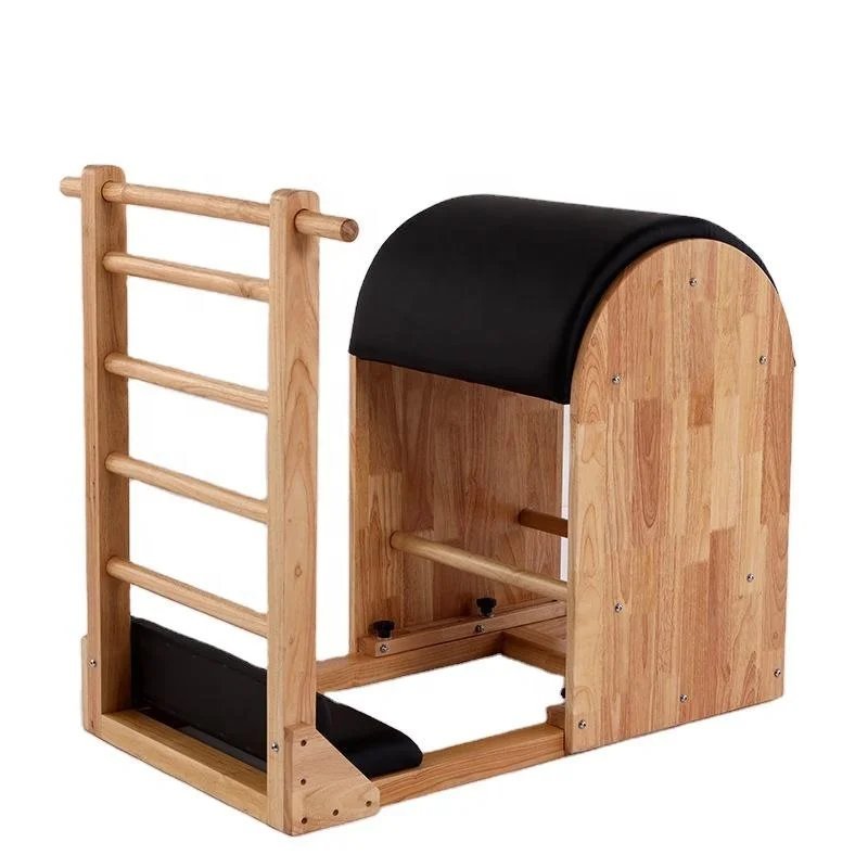 Professional Oak Wood Pilates Ladder Barrel with Adjustable Knobs for Home Gym & Studio