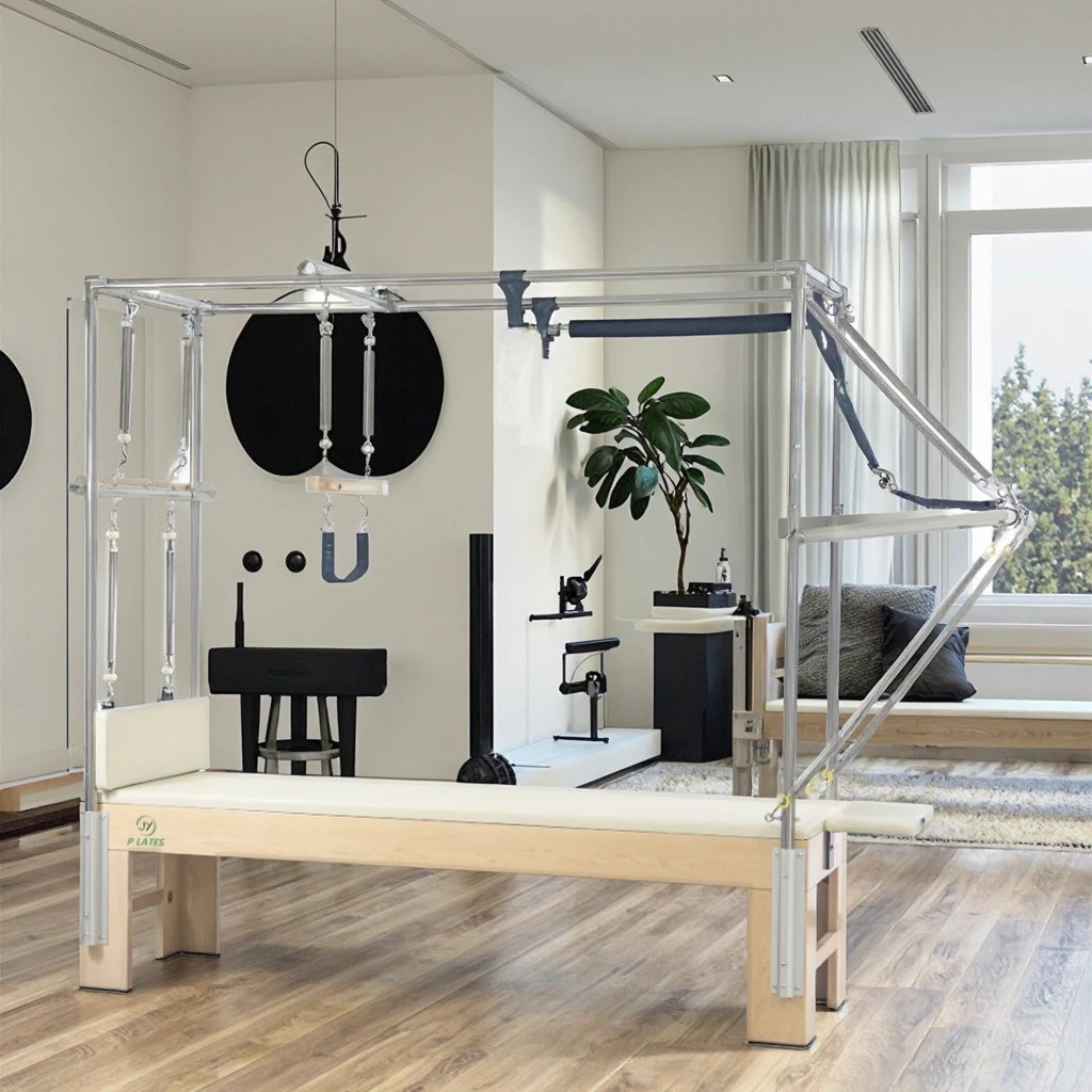 Maple Cadillac Pilates Reformer with Six-Spring Resistance for Home Studio Use