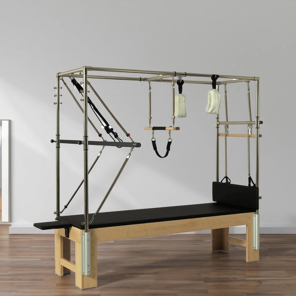Pilates Reformer Machine with Adjustable Spring Resistance Solid Oak Studio Equipment
