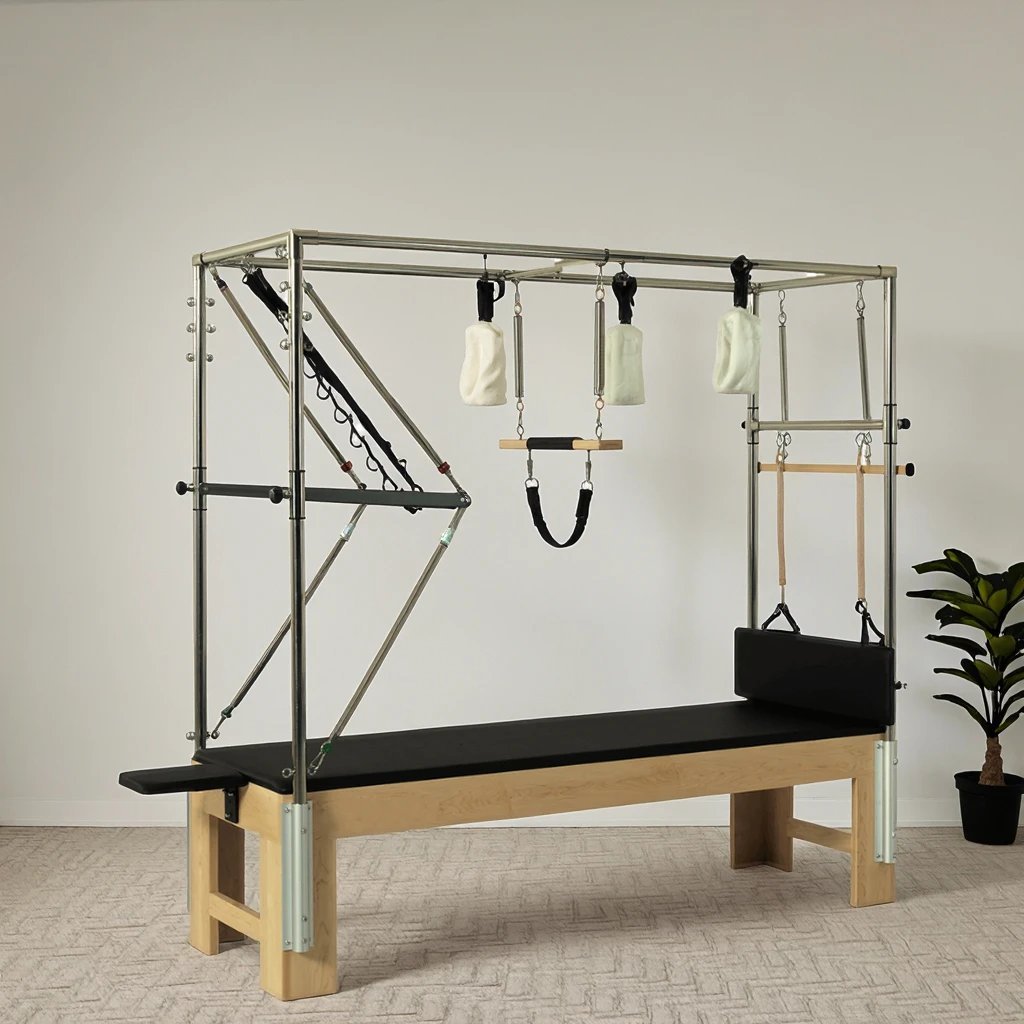 Classical Oak Pilates Cadillac Reformer with Custom Logo for Luxury Studios