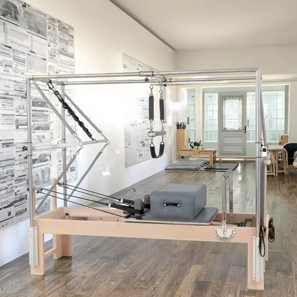 Pilates Cadillac Reformer with 7-Level Adjustable Footbar for Home & Studio Use