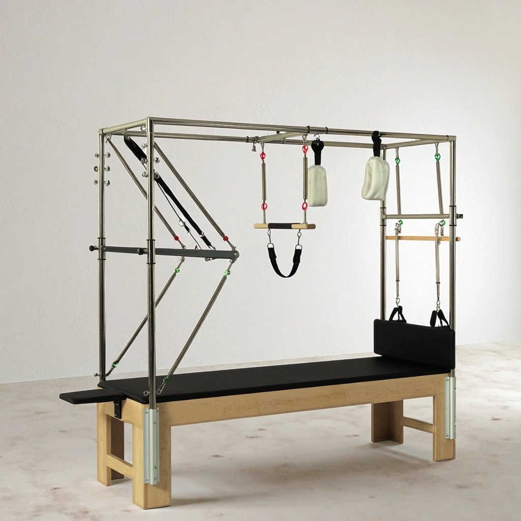 Pilates Reformer Cadillac Oak Frame Sturdy for Commercial Studio with Customizable Logo