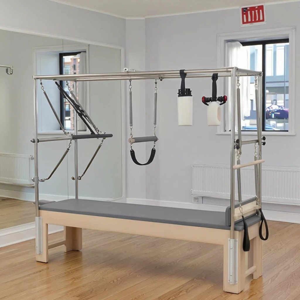 Sturdy Oak Pilates Reformer with Adjustable Resistance for Home and Commercial Use
