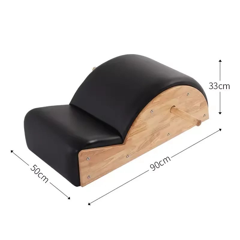 Pilates Spine Corrector Oak Wood with PU Leather for Posture Correction and Core Strength Training