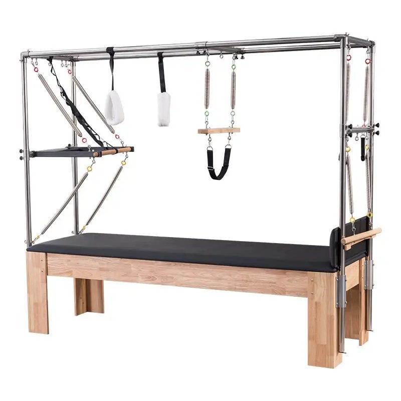 Pilates Reformer Cadillac Bed with Solid Wood Construction for Home Studio Workouts