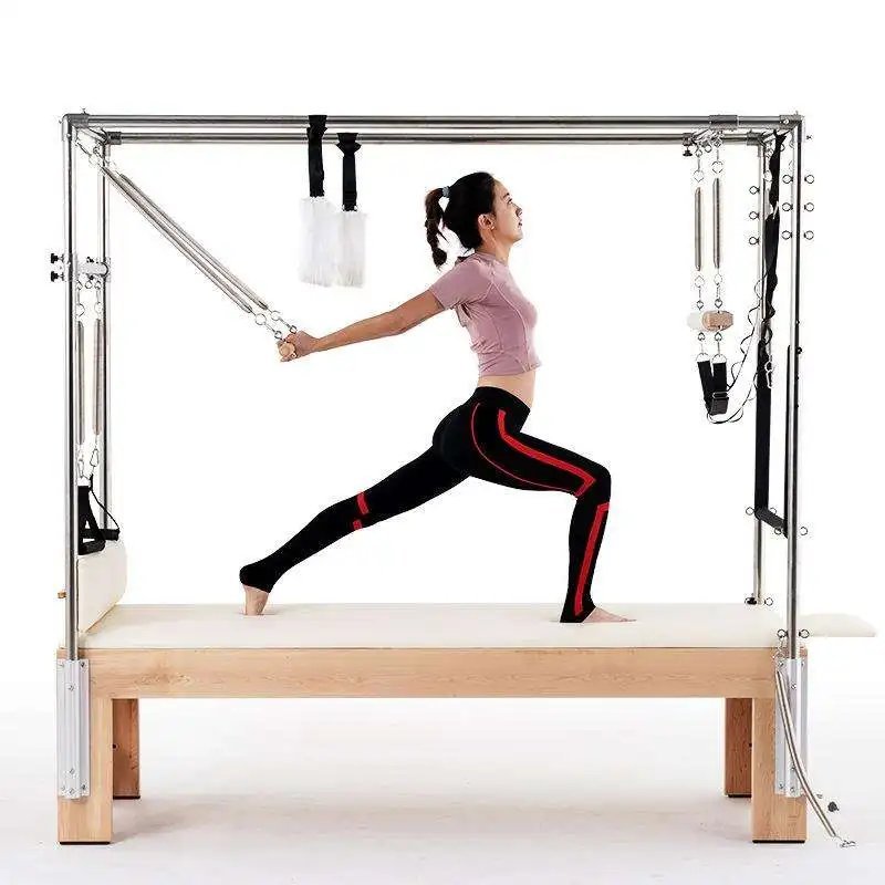 Pilates Cadillac Reformer 4-in-1 Versatile Oak Wood Training Equipment for Studio & Home Use