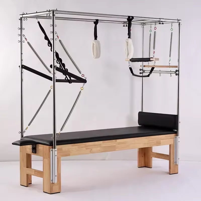 Cadillac Pilates Reformer Machine with Oak Wood Frame for Muscle Shaping & Pain Relief