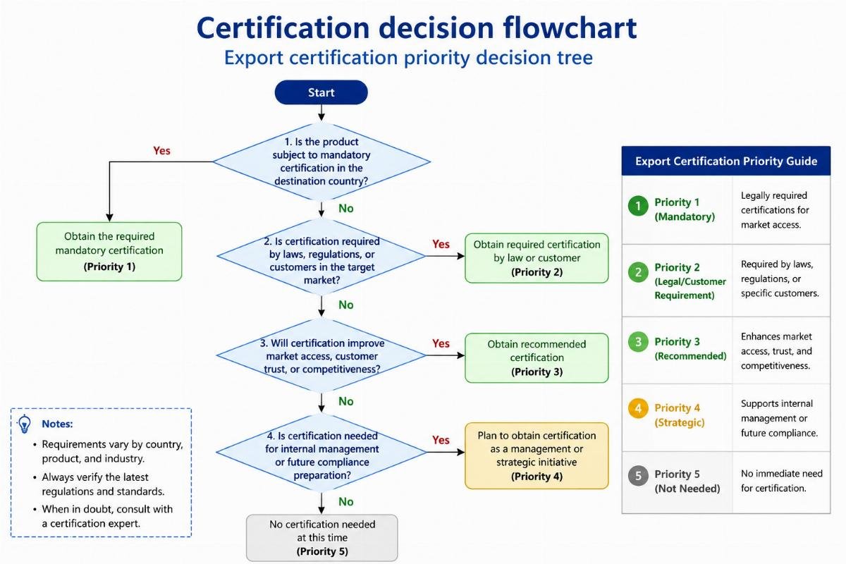 Export certification priority decision tree Certification decision flowchart