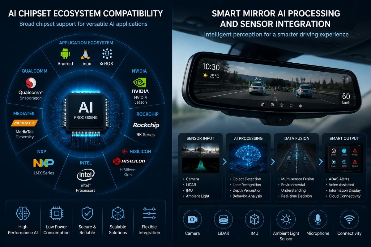 Smart mirror AI processing and sensor integration AI chipset ecosystem compatibility