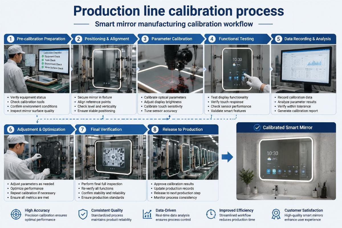 Smart mirror manufacturing calibration workflow Production line calibration process