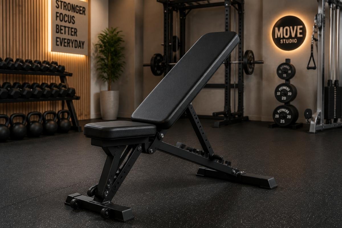 Commercial adjustable weight bench for small fitness studios Adjustable weight bench in a boutique gym setting
