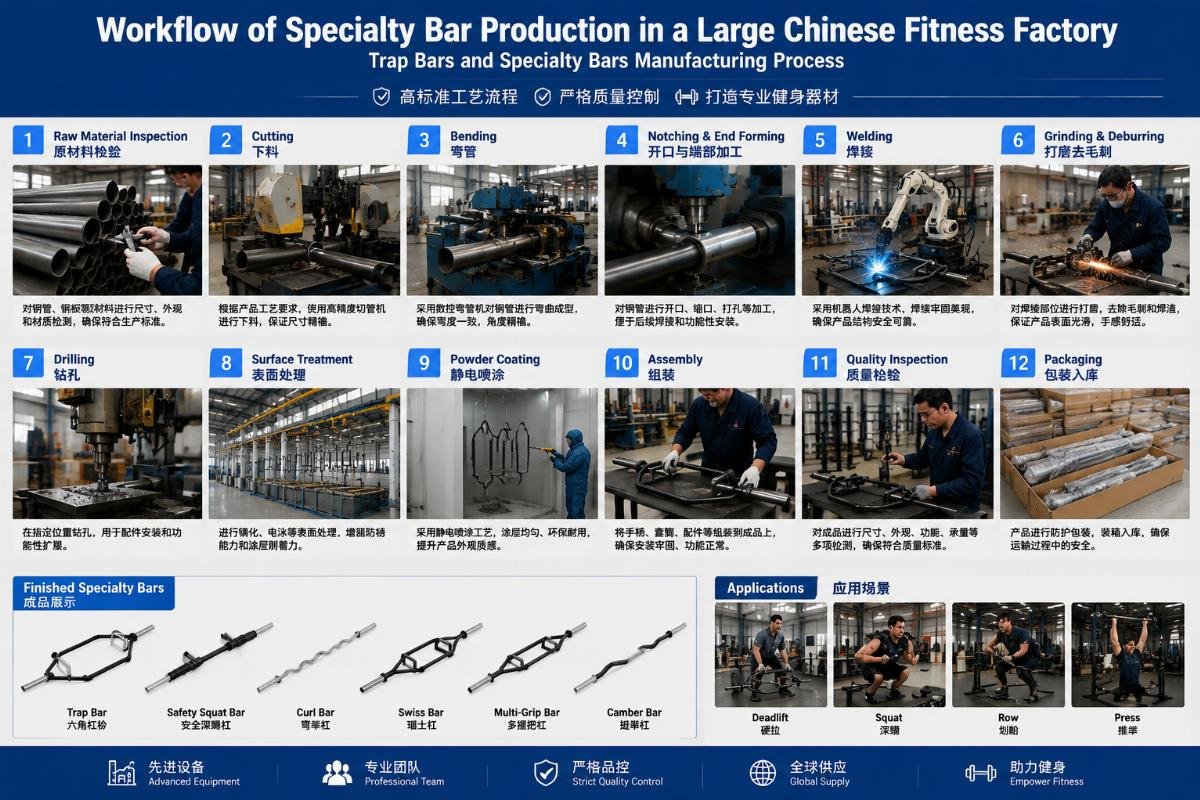 Workflow of specialty bar production in a large Chinese fitness factory