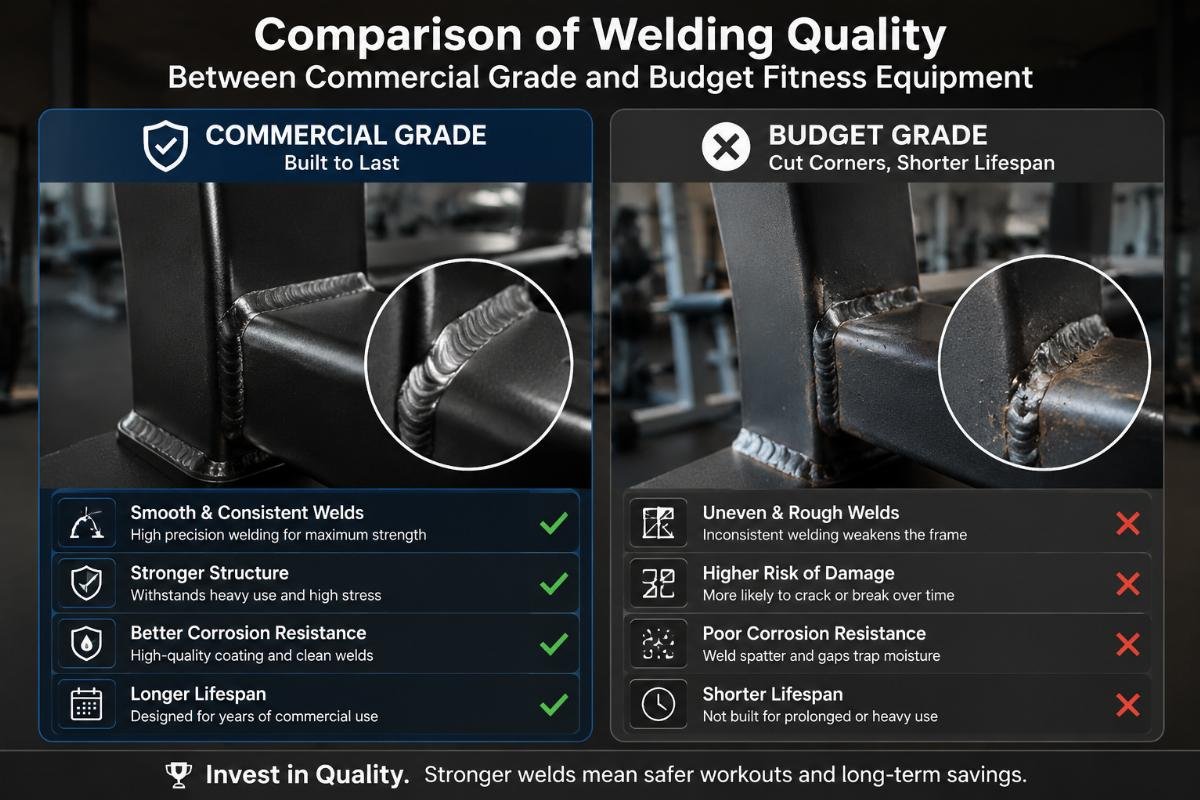 Comparison of welding quality between commercial grade and budget fitness equipment