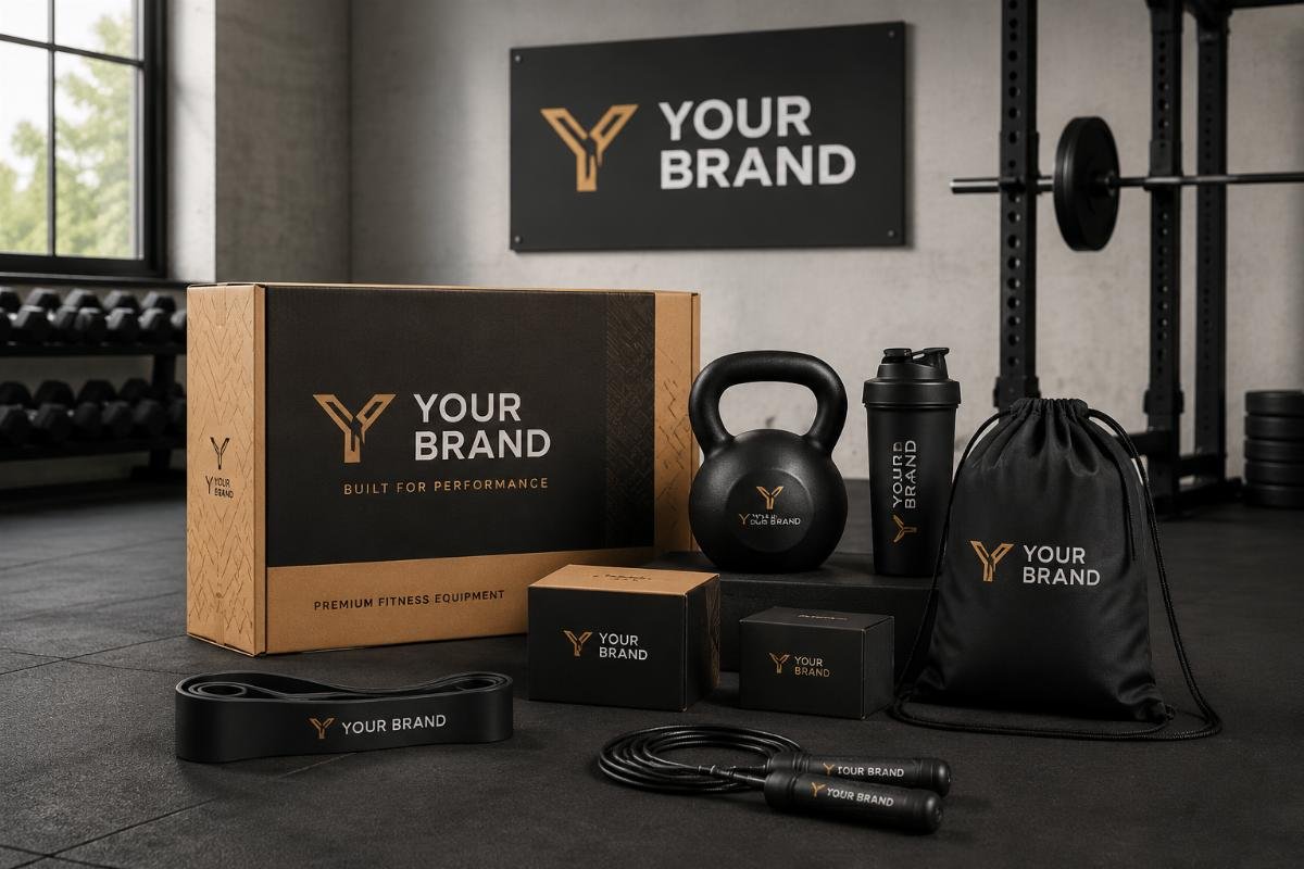 Custom branded fitness equipment with private label packaging