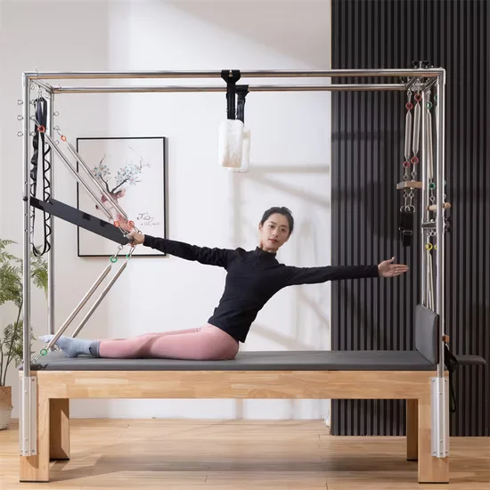 Wood Pilates Cadillac Reformer with Full Trapeze Tower In Stock